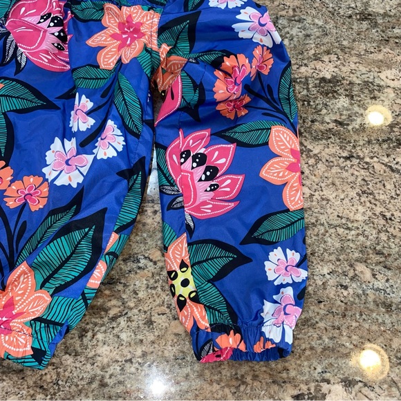 Gymboree Size Large (10-12) Blue Zip-Up Windbreaker with Pink, Peach Flowers - Picture 13 of 14